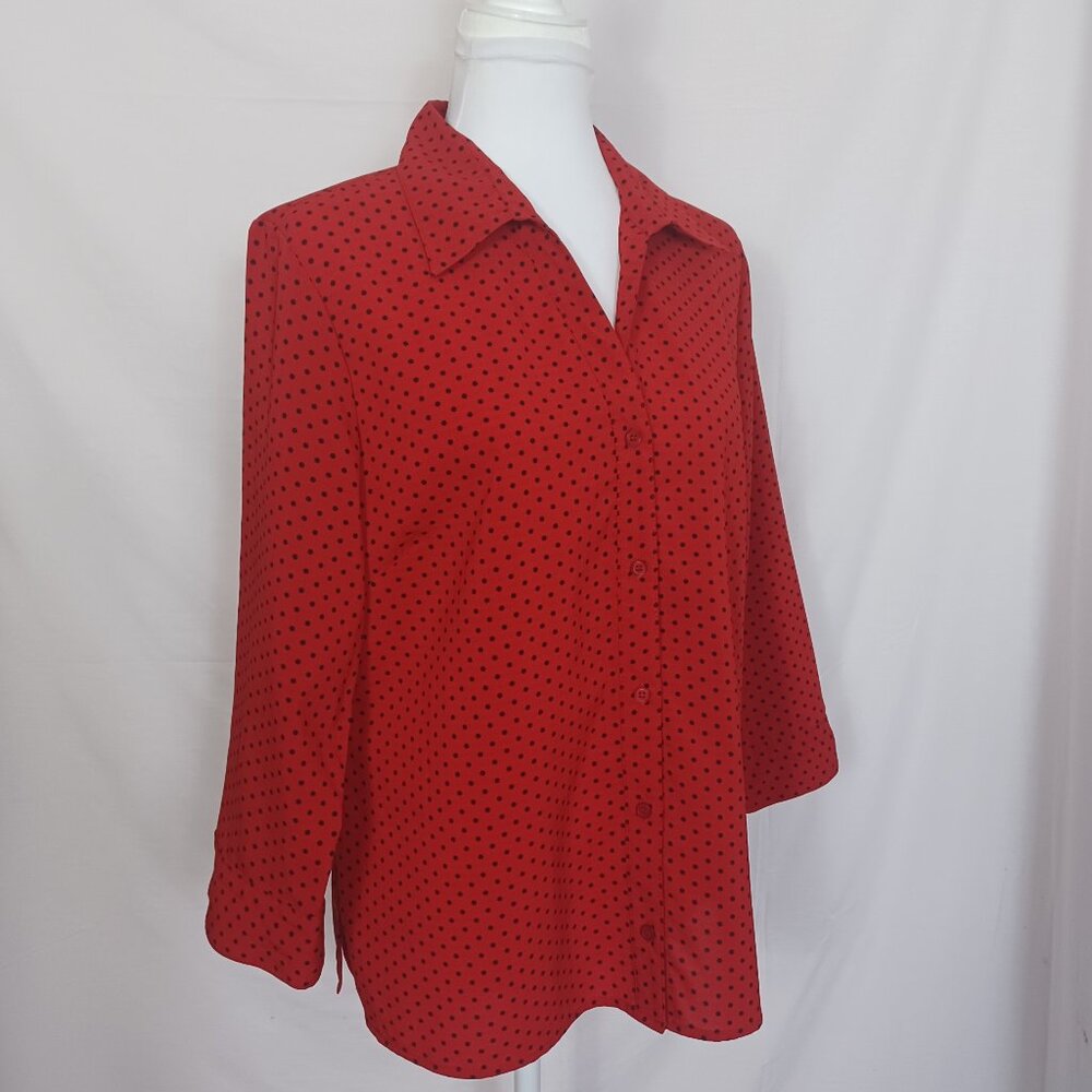 Notations Stretch Button Down Blouse - Picture 7 of 9